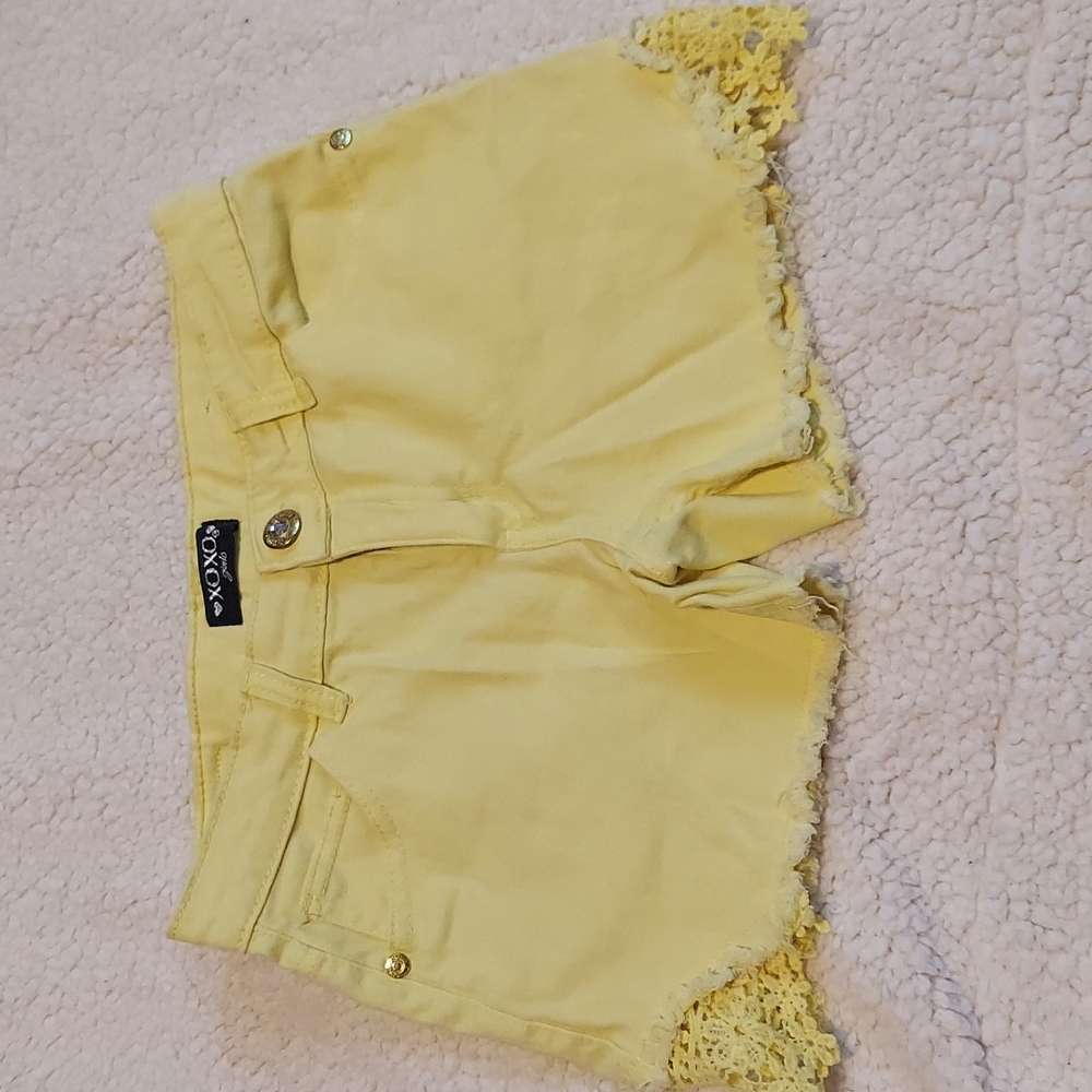 Yellow crochet sided shorts